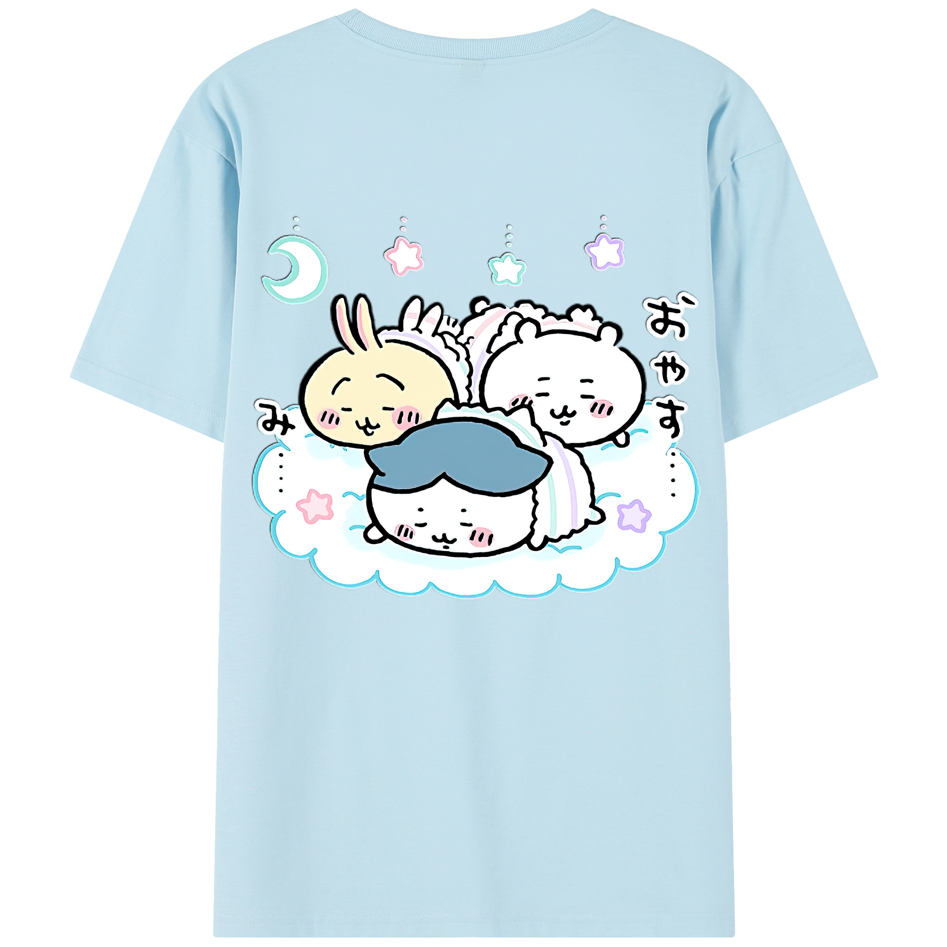 （画像用） ちいかわ ハチワレ Chii-kawa hachiware 綿100％半袖Tシャツ（背面プリント）